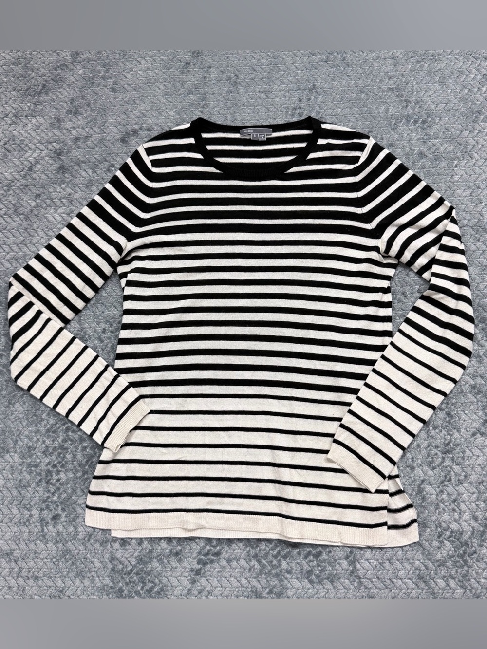 Vince Striped Long Sleeve Wool Blend Crewneck Sweater Size Small